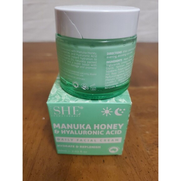 om SHE Aromatherapy - Manuka Honey & Hyaluronic Acid‎ Daily Facial Cream - NIB - Picture 3 of 4